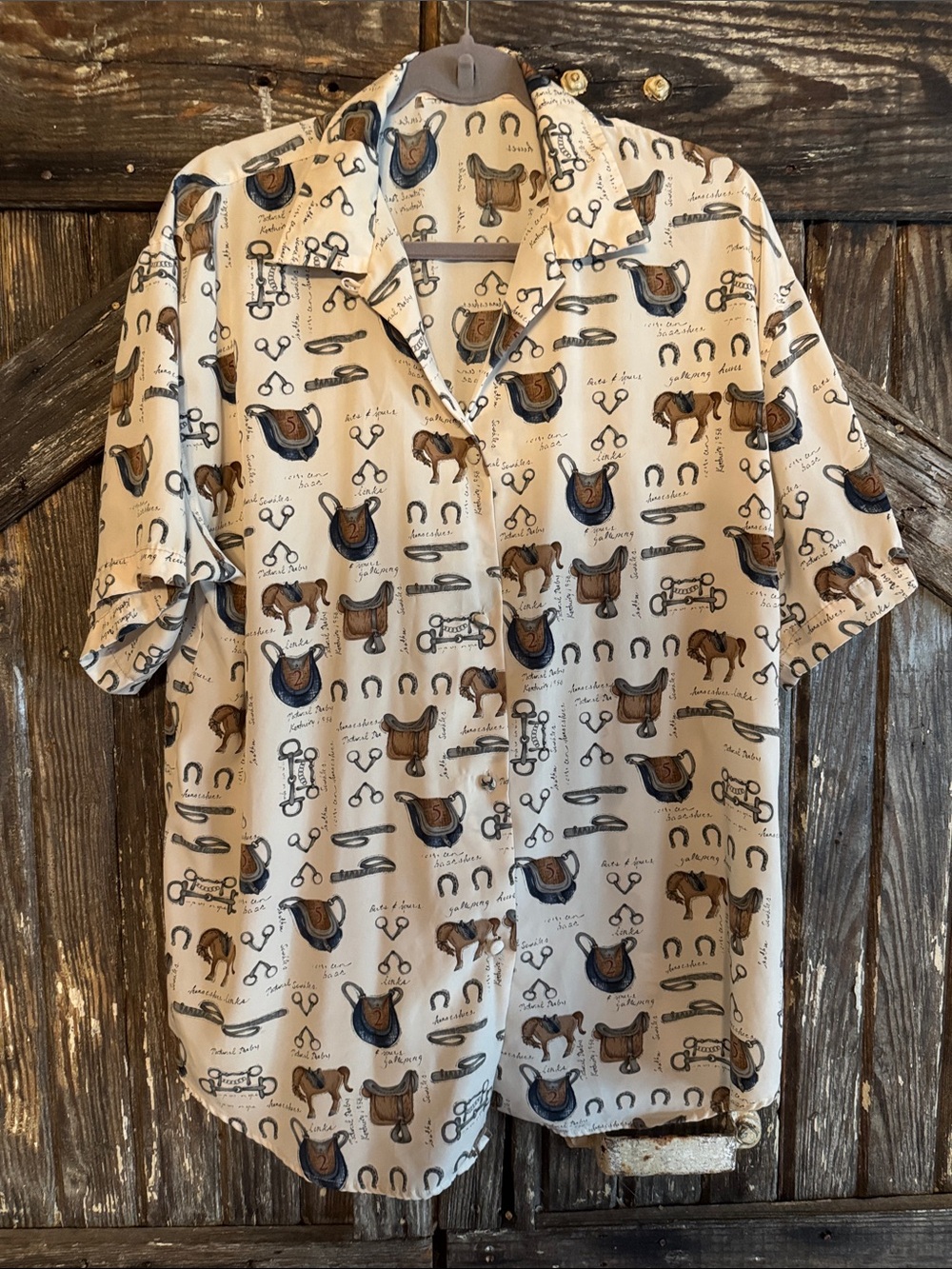 Women's Equestrian Cream Button-Down Shirt